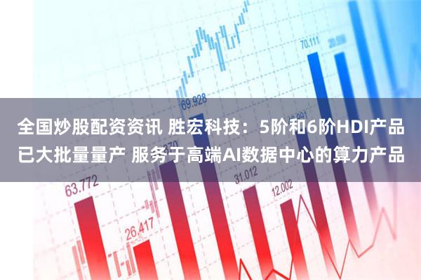 全国炒股配资资讯 胜宏科技：5阶和6阶HDI产品已大批量量产 服务于高端AI数据中心的算力产品